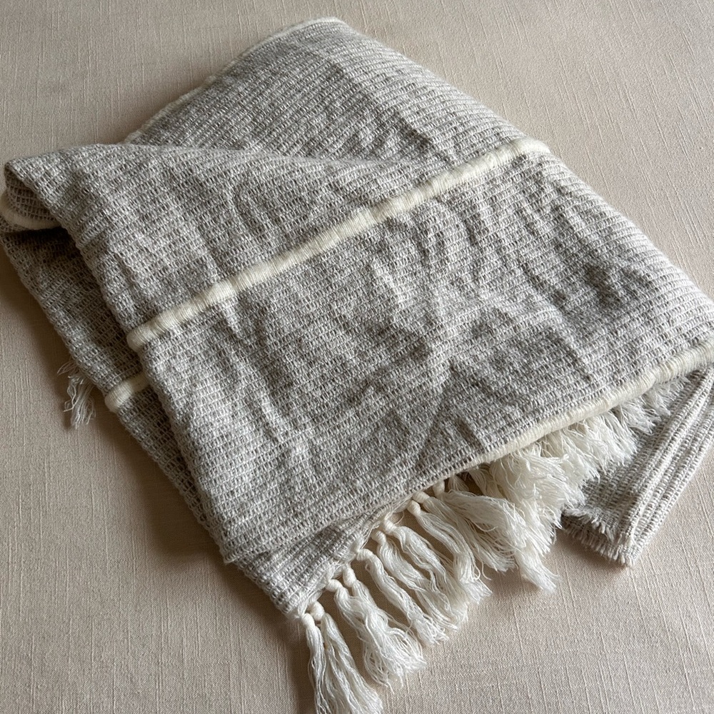 Magnolia Soft Cream and Gray Knit Throw